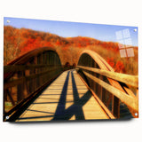 Large abstract wall art of Pennsylvania scenery in muted earth tones on acrylic glass.