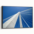 Black and white framed canvas of Charleston landscape with vintage poster art style, ideal for bedroom decor.