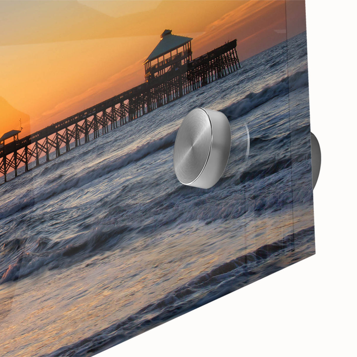 Large abstract wall art depicting South Carolina scenery in mid-century modernist style on acrylic glass.