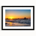 Extra large abstract art print of a vibrant, colorful South Carolina landscape on textured canvas, framed in black.