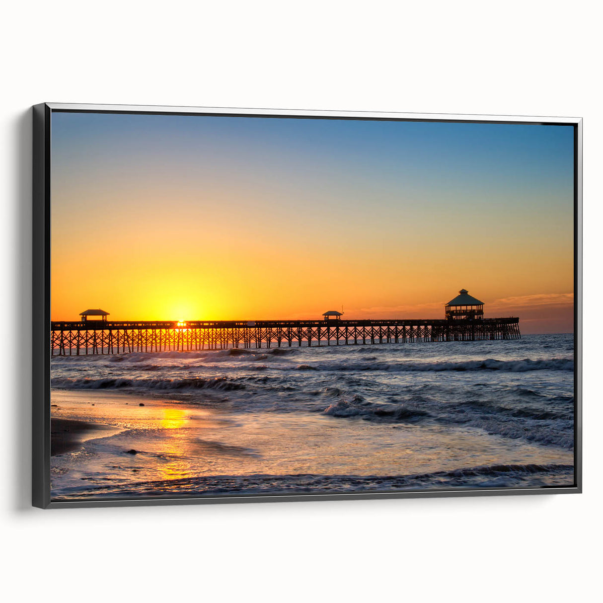 Black and white framed canvas of a vintage South Carolina landscape, ideal for bedroom wall decor.