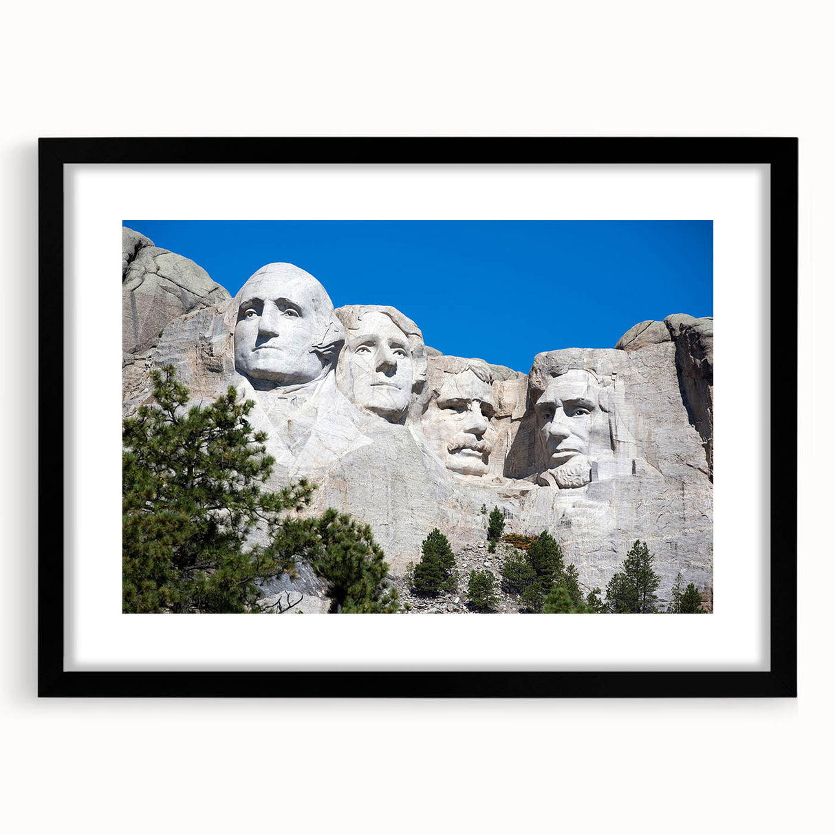 Extra large wall art of Mt. Rushmore in vibrant colors on a textured canvas, ideal for enhancing a living room ambiance.
