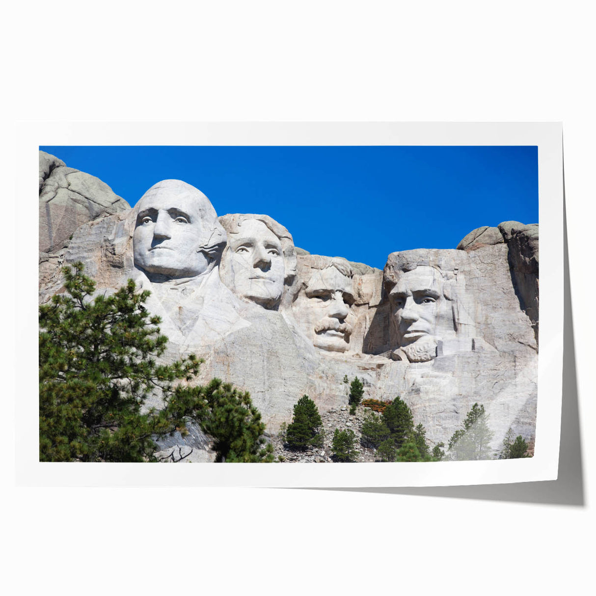 Rolled print of Mt. Rushmore in natural colors, ideal for art wall dining room placement.