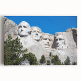 Black and white stretched canvas of Mt. Rushmore, ideal for kitchen wall art.