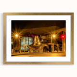 Extra large abstract art print of Memphis scenery in gold frame, featuring textured design in soft earth tones.