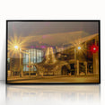 Large abstract wall art featuring Memphis skyline in muted gray and blue tones on framed acrylic.