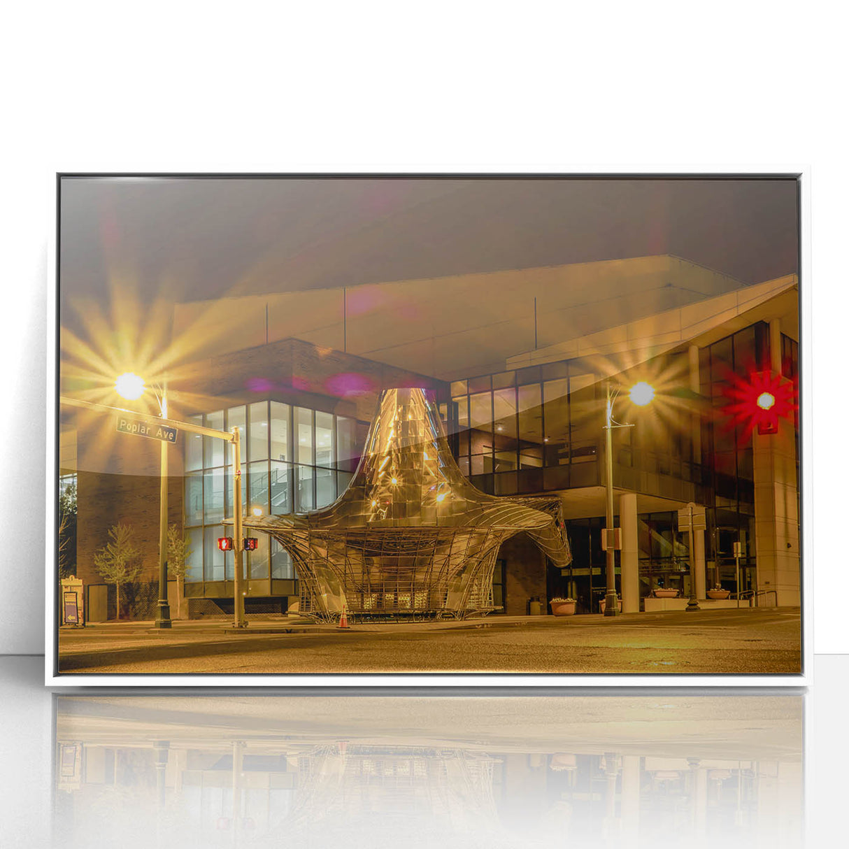 Art deco style poster of Memphis skyline in muted blue and gray tones, framed acrylic, ideal for modern nursery wall decor.