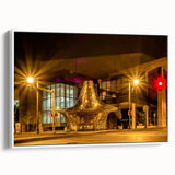 Vintage poster art of Memphis skyline in colorful hues on a large framed canvas, suitable for living room decor.