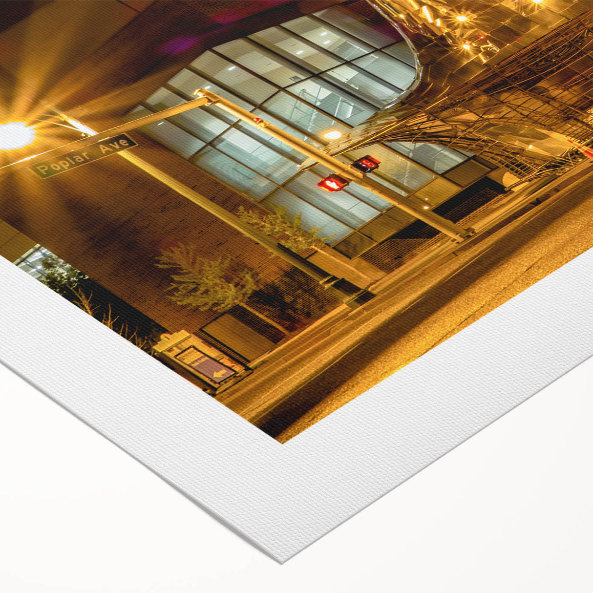 Art deco poster of Memphis skyline in monochrome shades on rolled canvas, suitable for dining room wall art.