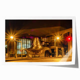 Memphis skyline in muted blue and gray tones on a large rolled canvas print, ideal for dining room wall art.