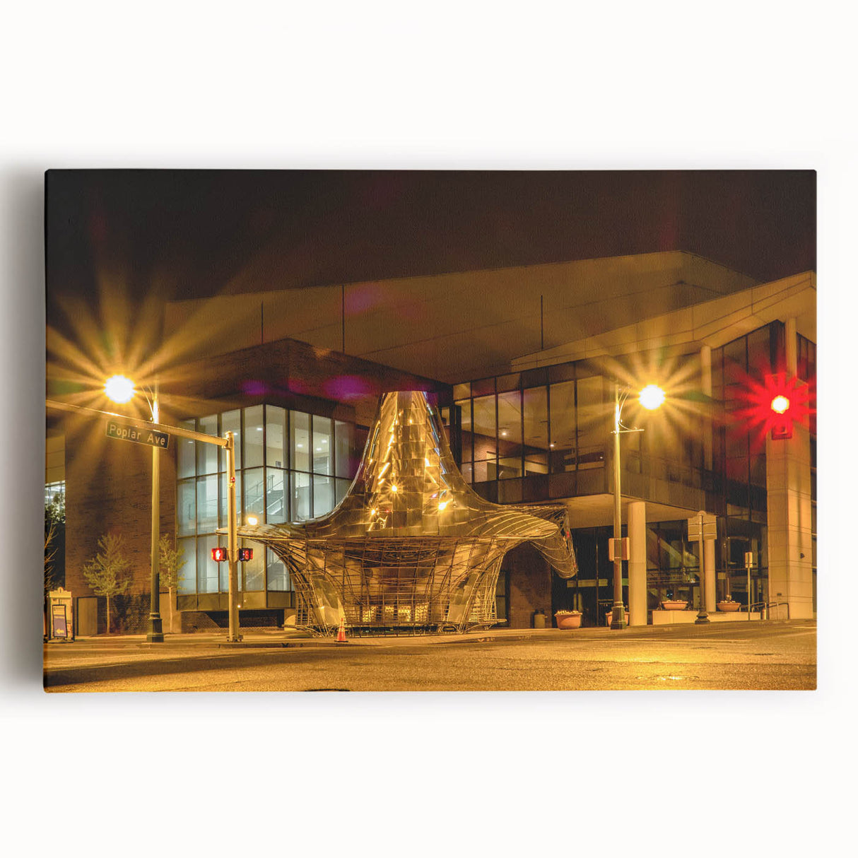 Black and white stretched canvas of Memphis skyline, featuring large-scale urban imagery, ideal for kitchen wall art.