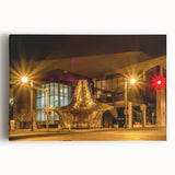 Black and white stretched canvas of Memphis skyline, featuring large-scale urban imagery, ideal for kitchen wall art.