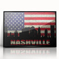 Large abstract wall art depicting Nashville skyline in muted gray tones on a framed acrylic.