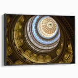 Black and white framed canvas of Austin, Texas landscape in vintage poster style, suitable for bedroom decor.