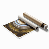 Extra large rolled print of Austin, Texas, skyline with floral motifs in soft pastel shades.