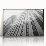Framed acrylic print of Houston skyline in gold tones, ideal for modern art wall decor.