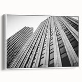 Framed canvas of vintage poster art depicting colorful Houston skyline, ideal for living room decor.