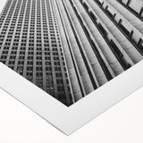 Art deco poster of Houston skyline in muted gray tones on rolled canvas, suitable for dining room wall art.