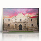 Mid-century modernist art of San Antonio skyline in muted earth tones on a framed acrylic print.