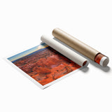 Extra large rolled print of Bryce Canyon with vibrant red and orange hues, ideal for classy bathroom wall art.