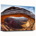 Acrylic print of Canyonlands with vivid red and orange tones, suitable for bedroom or dining room decor.
