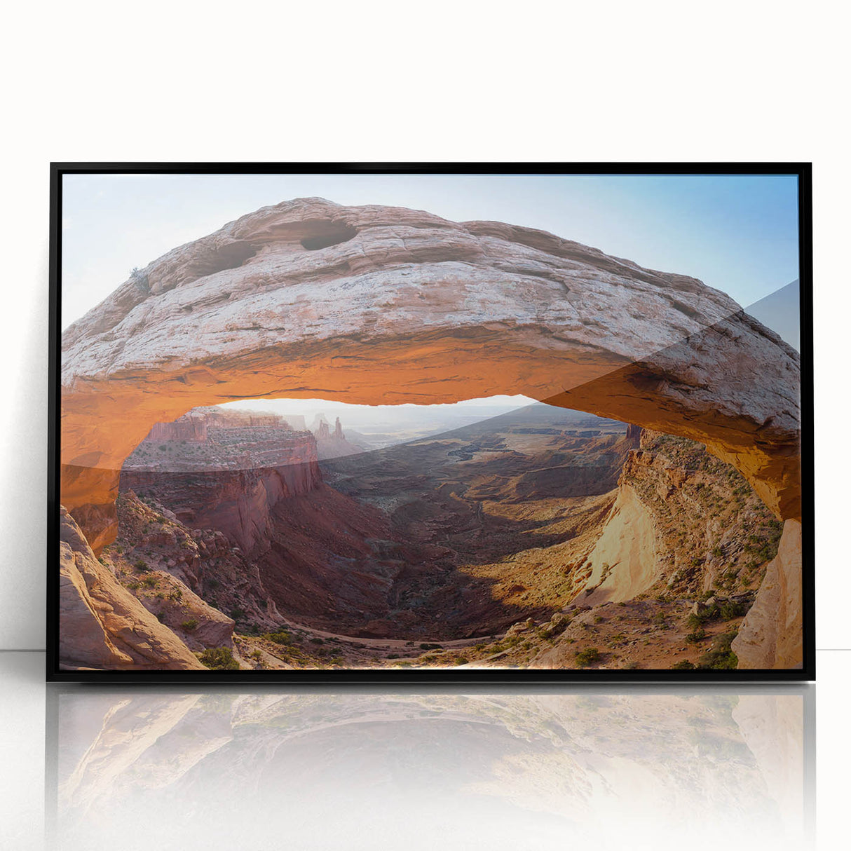 Large abstract wall art depicting the Canyonlands in Utah with earthy red and orange tones.