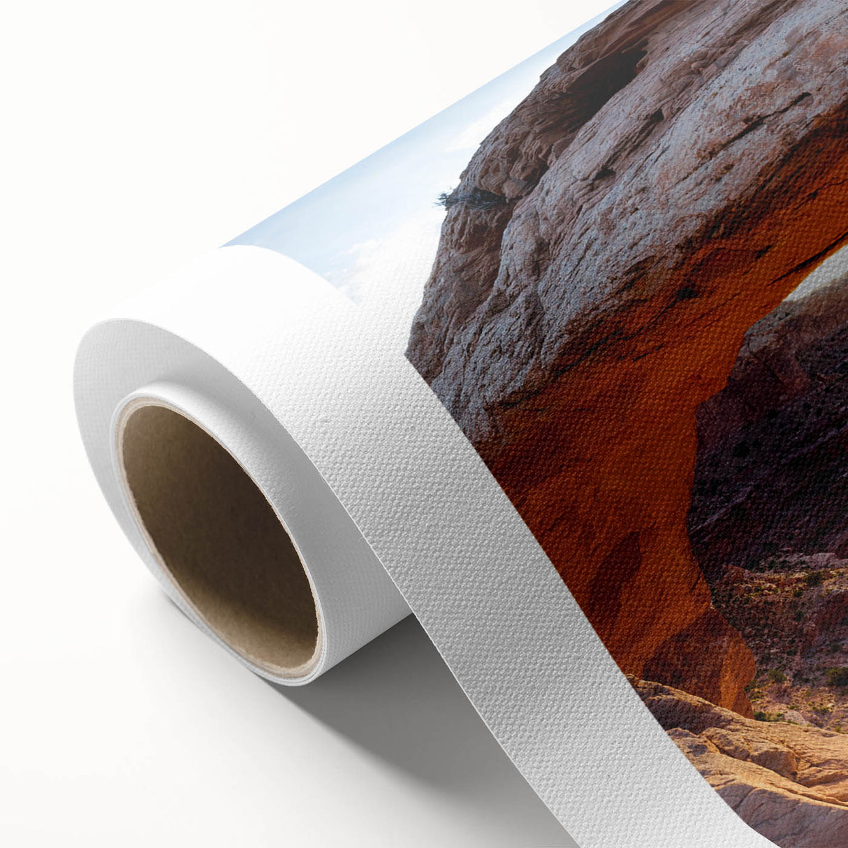 Art Deco poster of Canyonlands, USA, in earth tones on rolled canvas, ideal for nursery wall art.