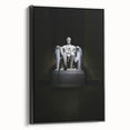 Black and white framed canvas of the Lincoln Memorial, ideal for bedroom wall art.