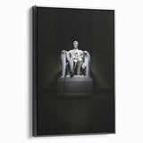 Black and white framed canvas of the Lincoln Memorial, ideal for bedroom wall art.