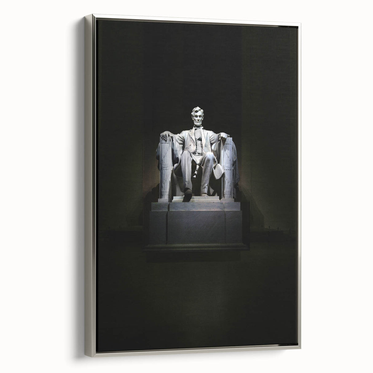 Framed canvas of Washington DC landscape featuring the Lincoln Memorial in muted colors, ideal for office decor.