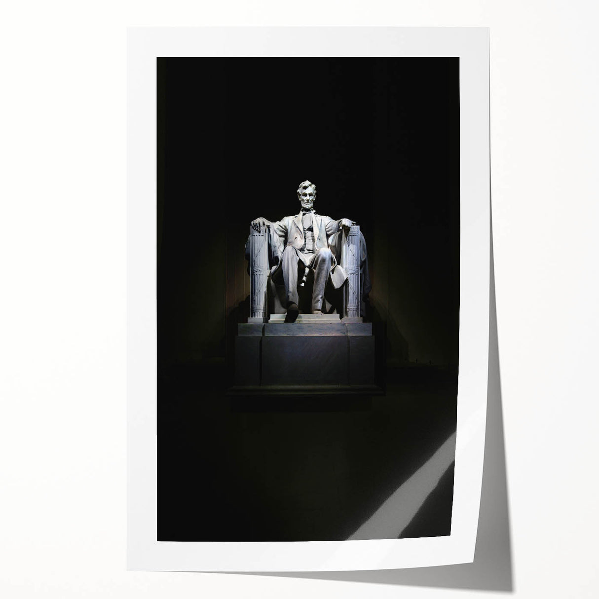 Rolled print of Washington D.C. scenery with Lincoln Memorial in muted gray tones, suitable for art wall dining room.