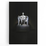 Black and white stretched canvas featuring a large-scale image of the Lincoln Memorial, ideal for kitchen wall art.