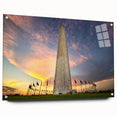 Acrylic print of Washington DC monument in muted gray tones, ideal for dining room decor.