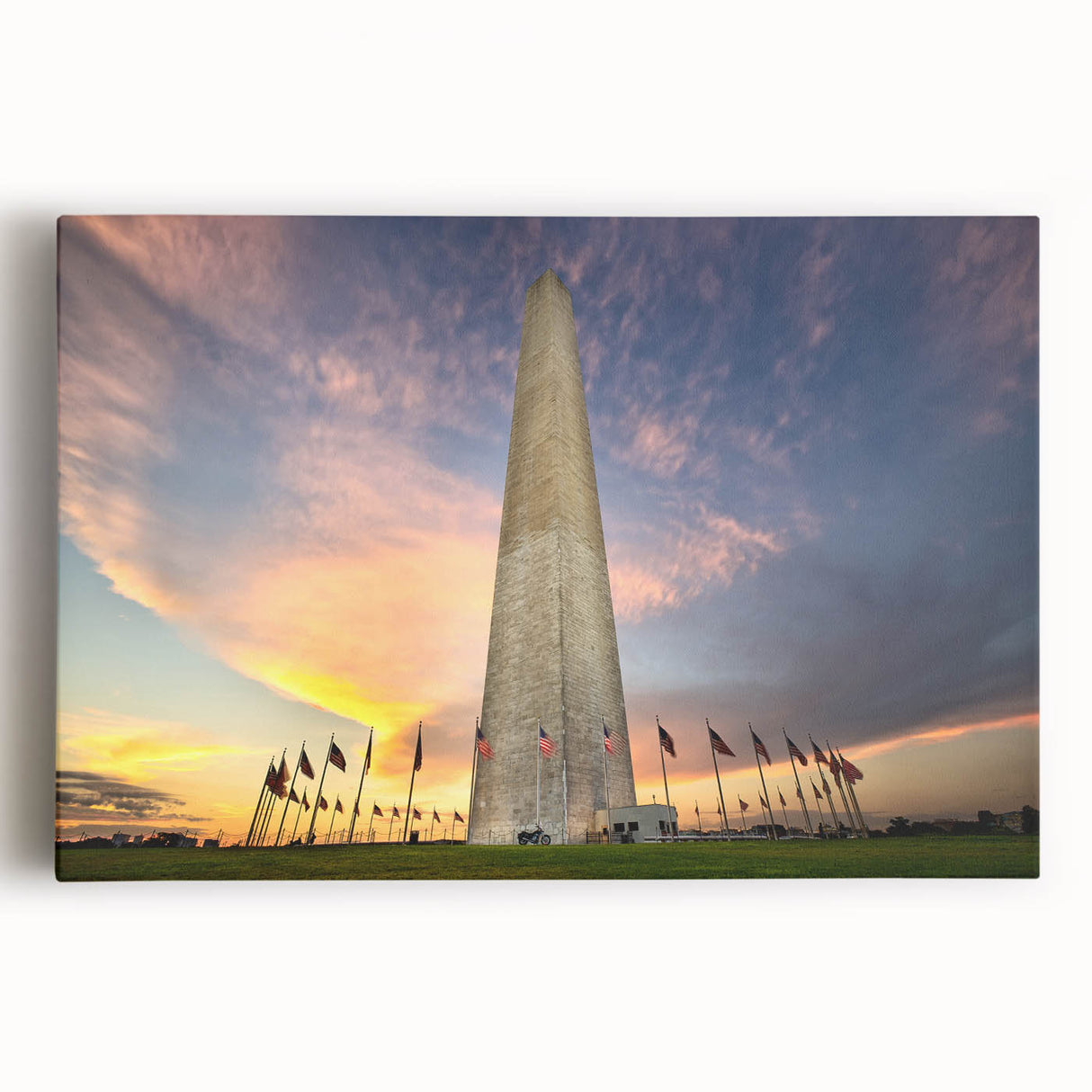 Black and white canvas print of the Washington DC skyline, suitable as large kitchen wall art.