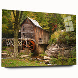 Large abstract depiction of West Virginia scenery in muted earth tones on acrylic glass.
