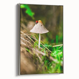 Framed canvas depicting a spring landscape with vibrant green and pastel hues, ideal for living room decor.
