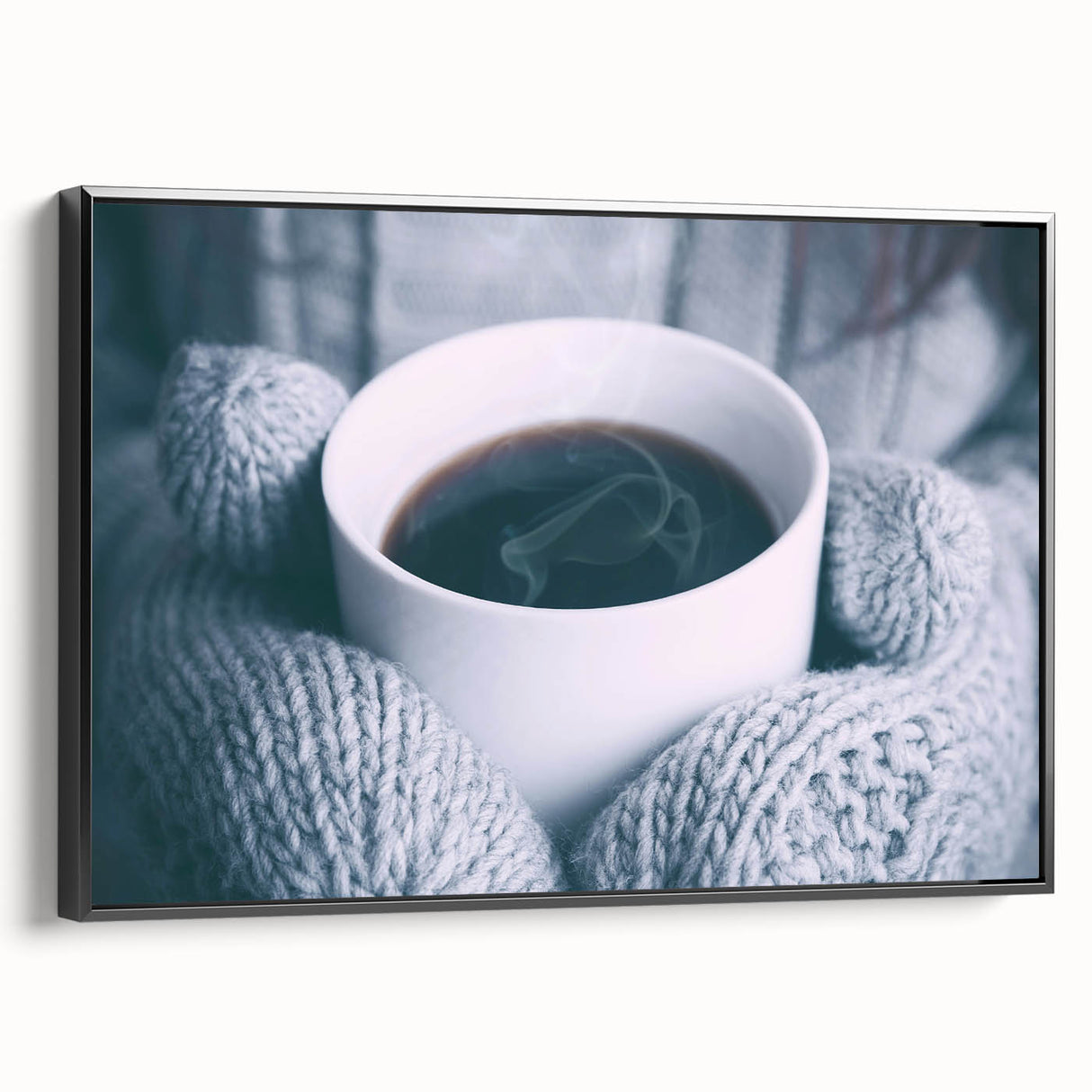 Black and white framed canvas depicting a winter landscape, ideal for bedroom wall art.