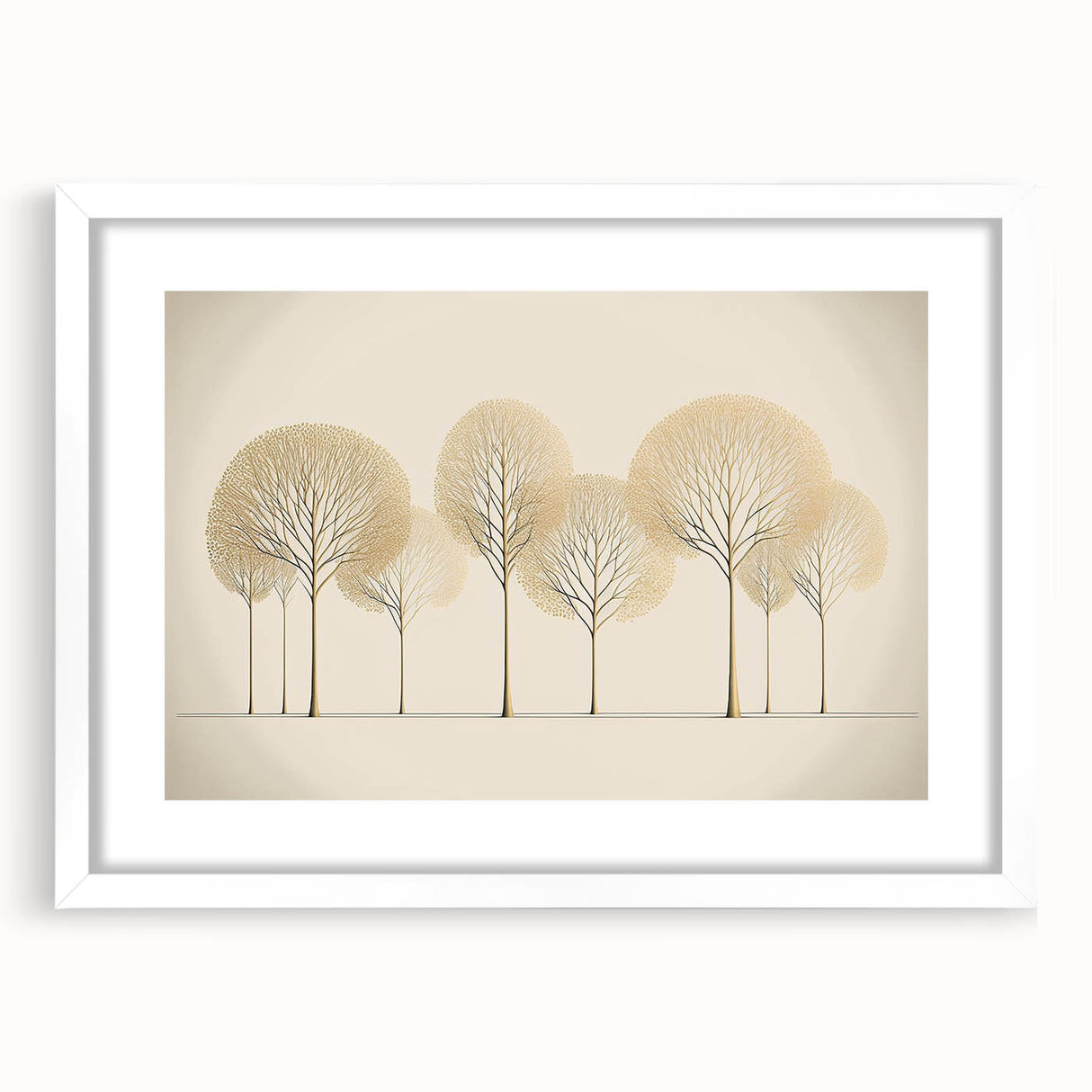 Dining Room Wall Art - Minimalist Gold Tree Contemporary Print