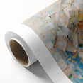 Abstract geometric rolled canvas artwork showcasing vibrant colors and intricate patterns, elegantly presented in a protective cardboard tube for easy storage and gifting.