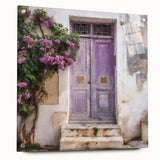Acrylic print of a Greek door architecture, featuring earth tones, ideal for dining room decor.