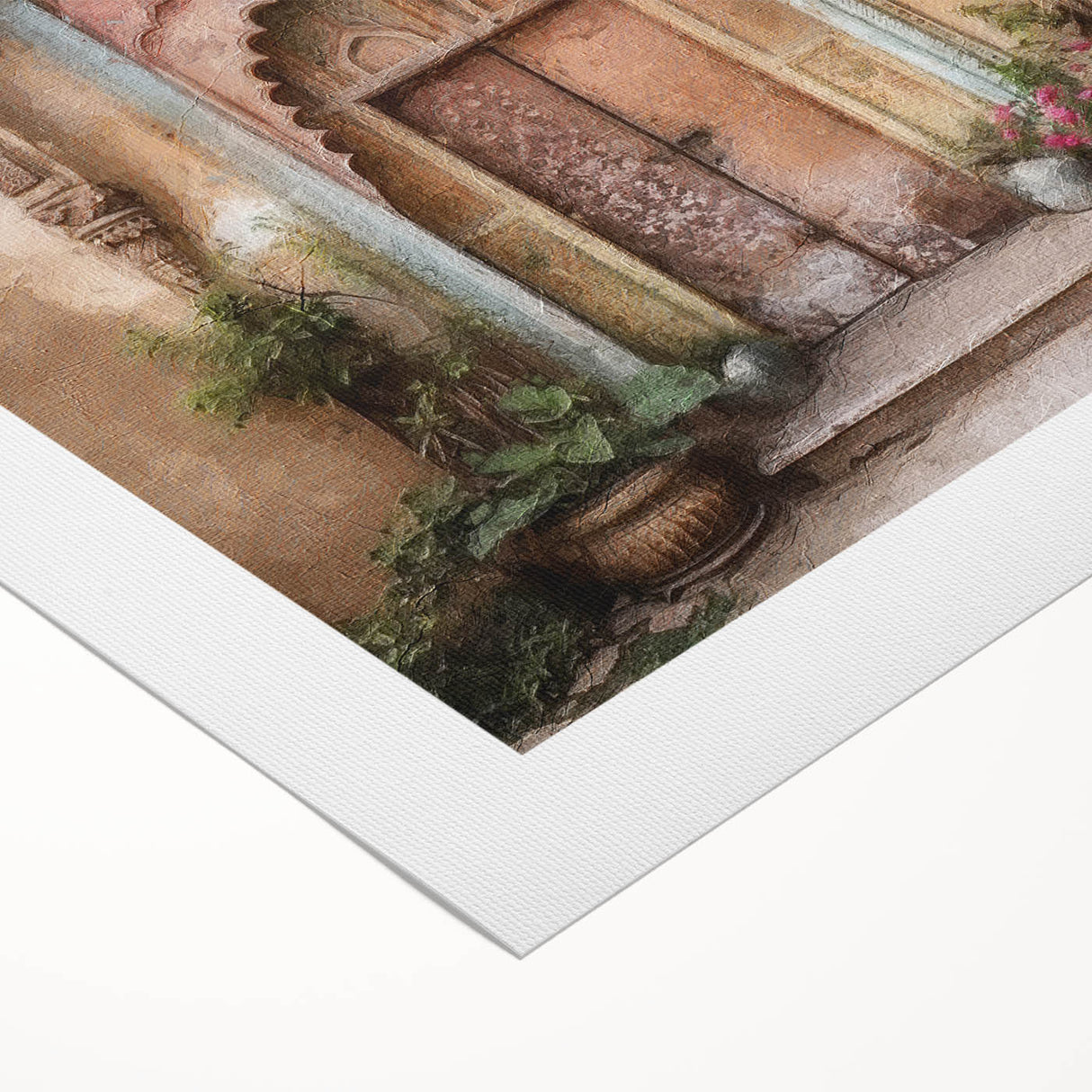 Art deco poster featuring an ornate Indian door design in earthy tones on rolled canvas, suitable for dining room decor.