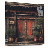 Acrylic print of a Japanese door in muted earth tones, ideal for bedroom or dining room art.