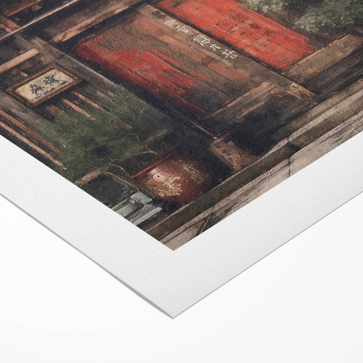 Art deco poster featuring a detailed Japanese door design on rolled canvas, suited for dining room or bathroom wall art.