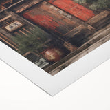 Art deco poster featuring a detailed Japanese door design on rolled canvas, suited for dining room or bathroom wall art.