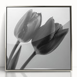 Framed acrylic artwork showcasing a vibrant floral and botanical design with silver accents, ideal for home decor. Perfect for adding elegance to any space.