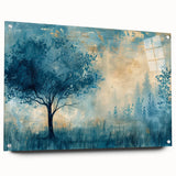 Landscape acrylic glass artwork showcasing a side view with attached mounting pins. This vibrant piece features an intricate design, ideal for modern decor.