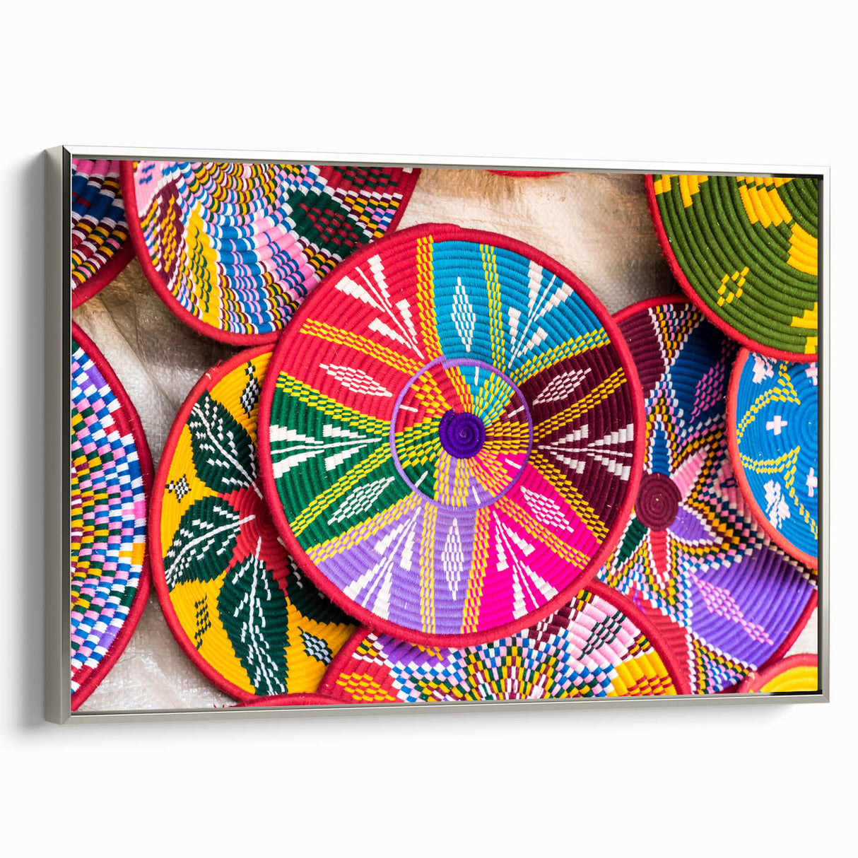 Vintage poster art of an Ethiopian landscape on framed canvas, featuring vibrant colors, ideal for living room decor.