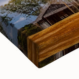 Large art of a black and white Madagascar landscape on stretched canvas, ideal for bedroom wall decor.