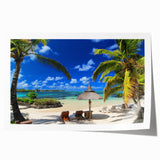 Extra large rolled print of a Mauritian landscape with vibrant greenery and floral elements.