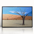 Large abstract wall art depicting the Namibian desert in muted earth tones on a framed acrylic.
